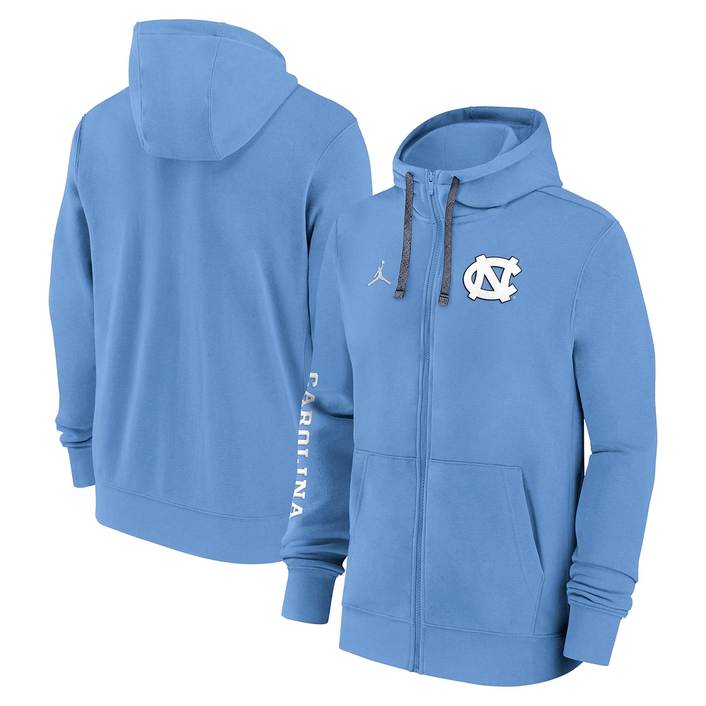 Sweat à capuche entièrement zippé Jordan Brand Carolina Blue North Tar Heels 2024 pour homme