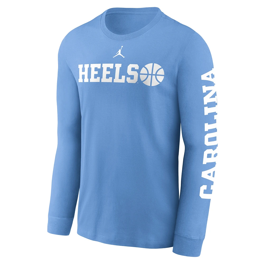 Men's Jordan Brand  Carolina Blue North Tar Heels Basketball Icon Two-Hit Long Sleeve T-Shirt