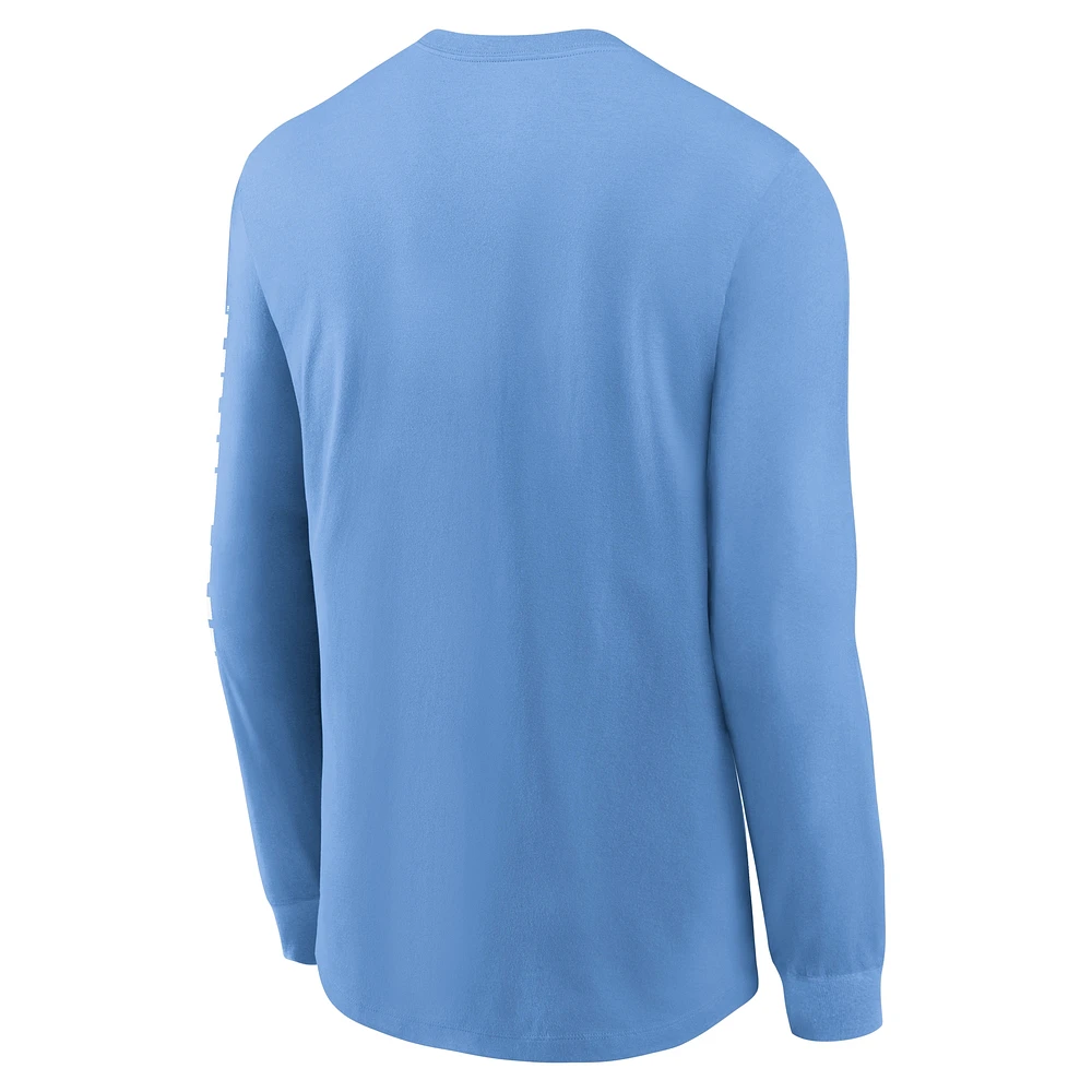 Men's Jordan Brand  Carolina Blue North Tar Heels Basketball Icon Two-Hit Long Sleeve T-Shirt