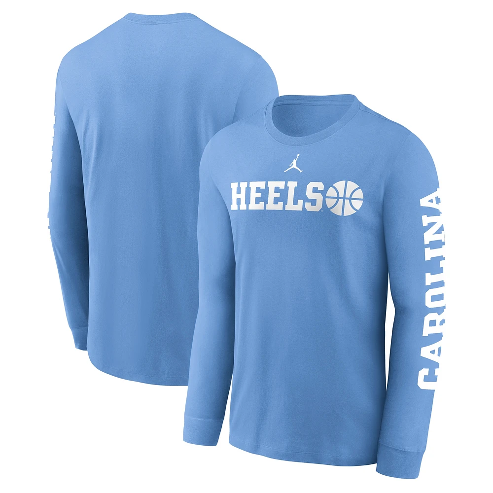 Men's Jordan Brand  Carolina Blue North Tar Heels Basketball Icon Two-Hit Long Sleeve T-Shirt