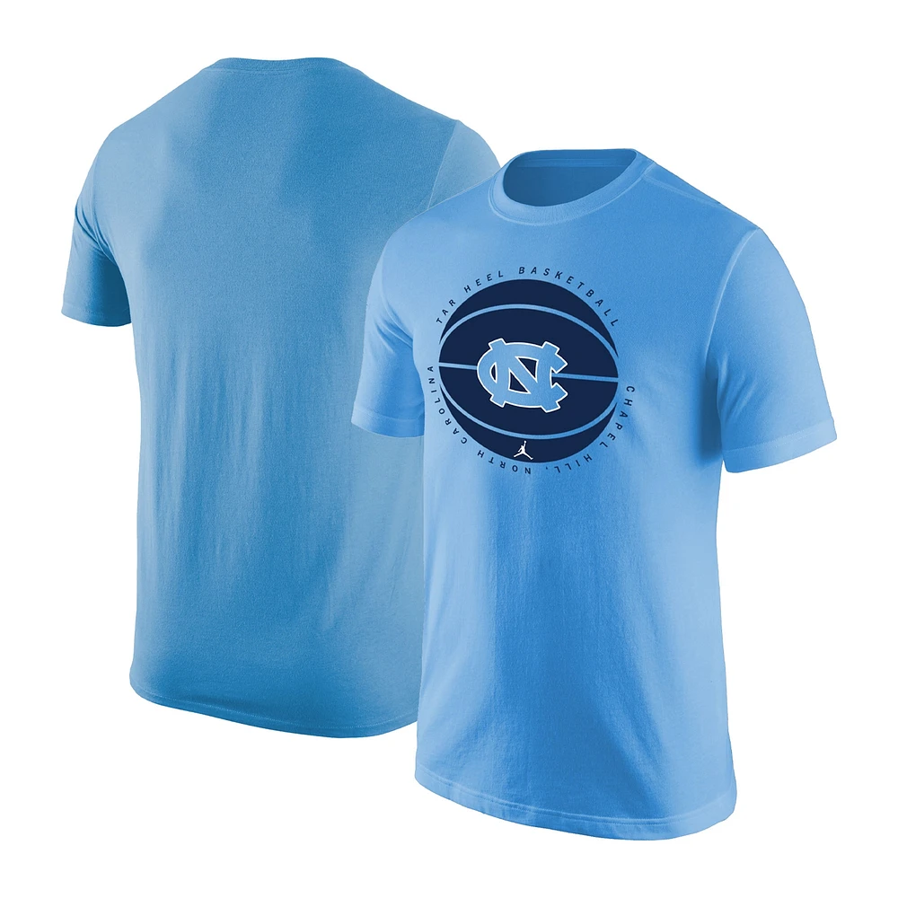 T-shirt avec logo de basket-ball Jordan Brand Carolina Blue North Tar Heels pour hommes