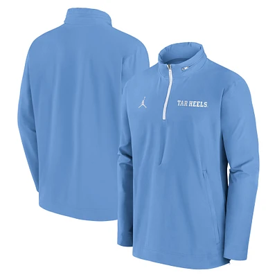 Veste Jordan Brand Carolina Blue pour homme North Tar Heels Sideline Coaches à fermeture éclair quart de tour