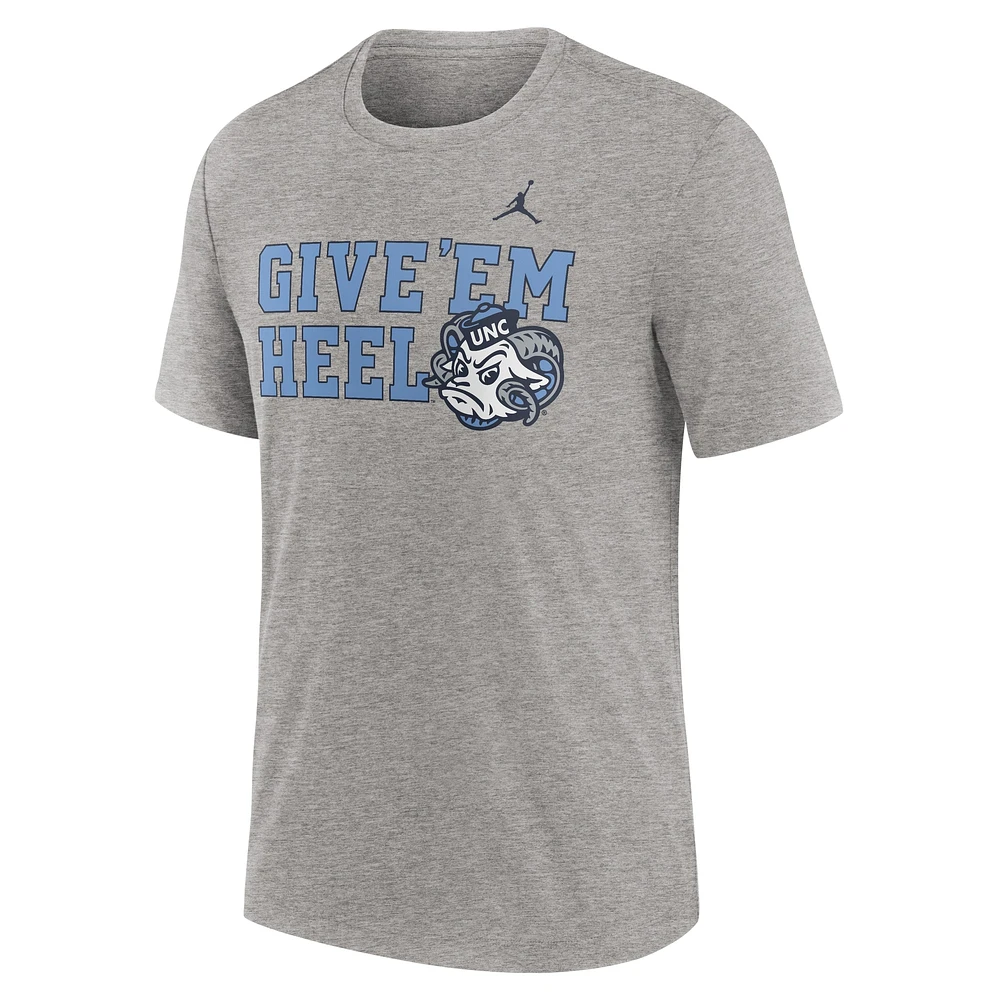 Men's Jordan Brand Heather Gray North Carolina Tar Heels Campus Local Tri-Blend T-Shirt