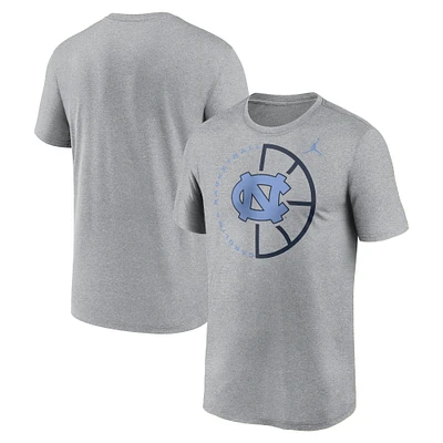 T-shirt Jordan Brand Heather Grey North Carolina Tar Heels Legend Basketball Icon Performance pour homme