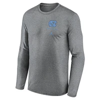 Men's Jordan Brand Heather Gray North Carolina Tar Heels Primary Stack Legend Performance Long Sleeve T-Shirt