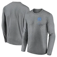 Men's Jordan Brand Heather Gray North Carolina Tar Heels Primary Stack Legend Performance Long Sleeve T-Shirt