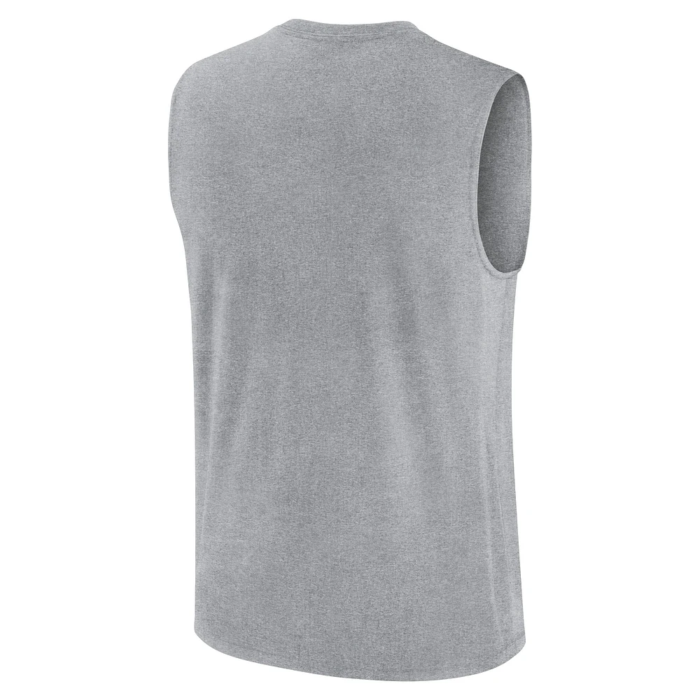 Men's Jordan Brand Heather Gray North Carolina Tar Heels Primetime Legend Mascot Lock Up Performance Muscle Tank Top