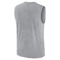 Men's Jordan Brand Heather Gray North Carolina Tar Heels Primetime Legend Mascot Lock Up Performance Muscle Tank Top