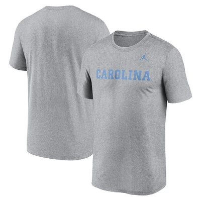 T-shirt Jordan Brand pour hommes, gris chiné, North Carolina Tar Heels, Primetime Legend Wordmark