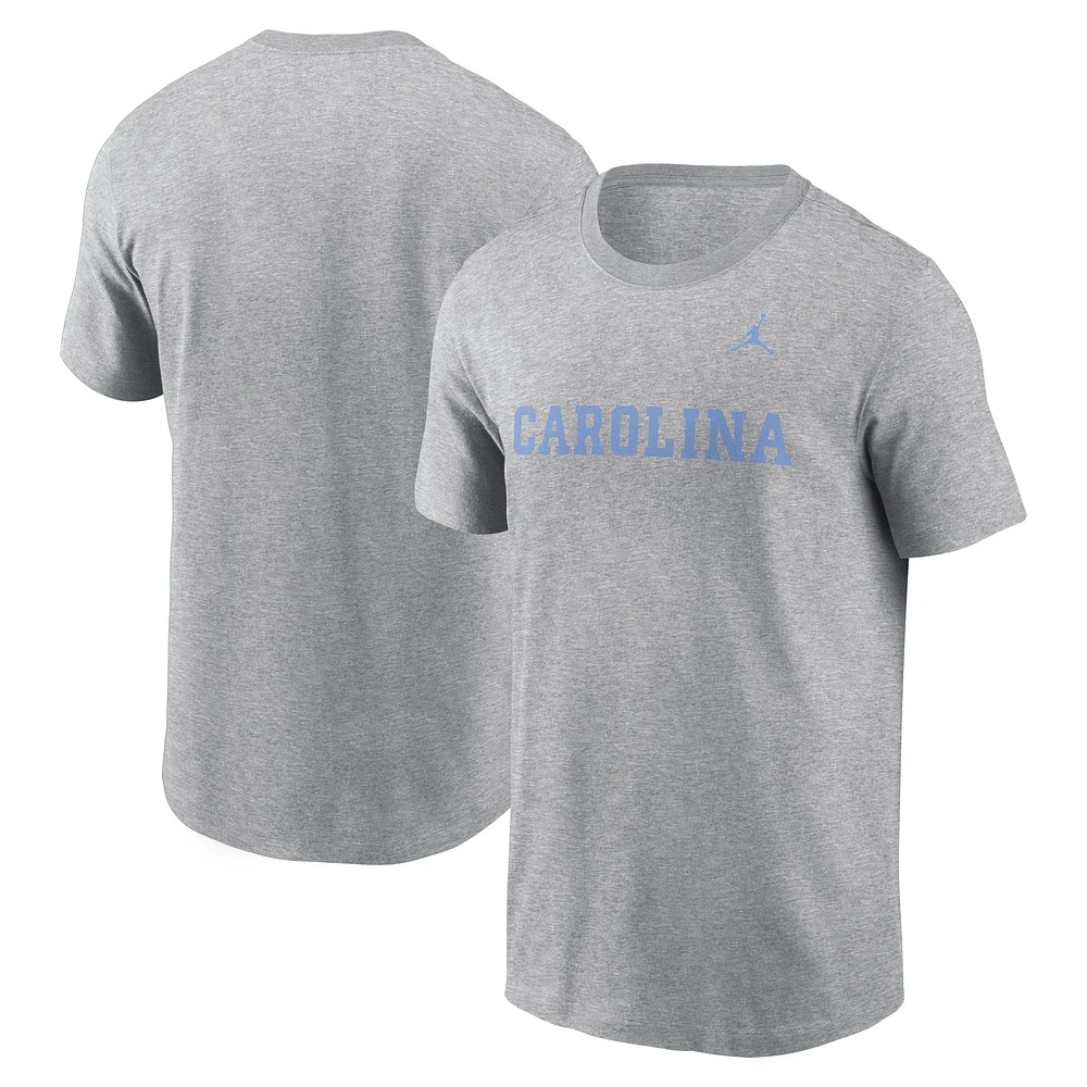 T-shirt Jordan Brand Heather Grey pour homme avec logo Primetime des Tar Heels de Caroline du Nord