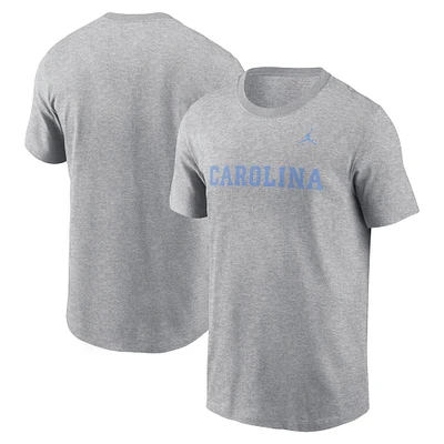 Men's Jordan Brand Heather Gray North Carolina Tar Heels Primetime Wordmark T-Shirt