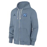 Men's Jordan Brand  Heather Navy North Carolina Tar Heels 2024 Sideline Player Performance Full-Zip Hoodie Sweatshirt