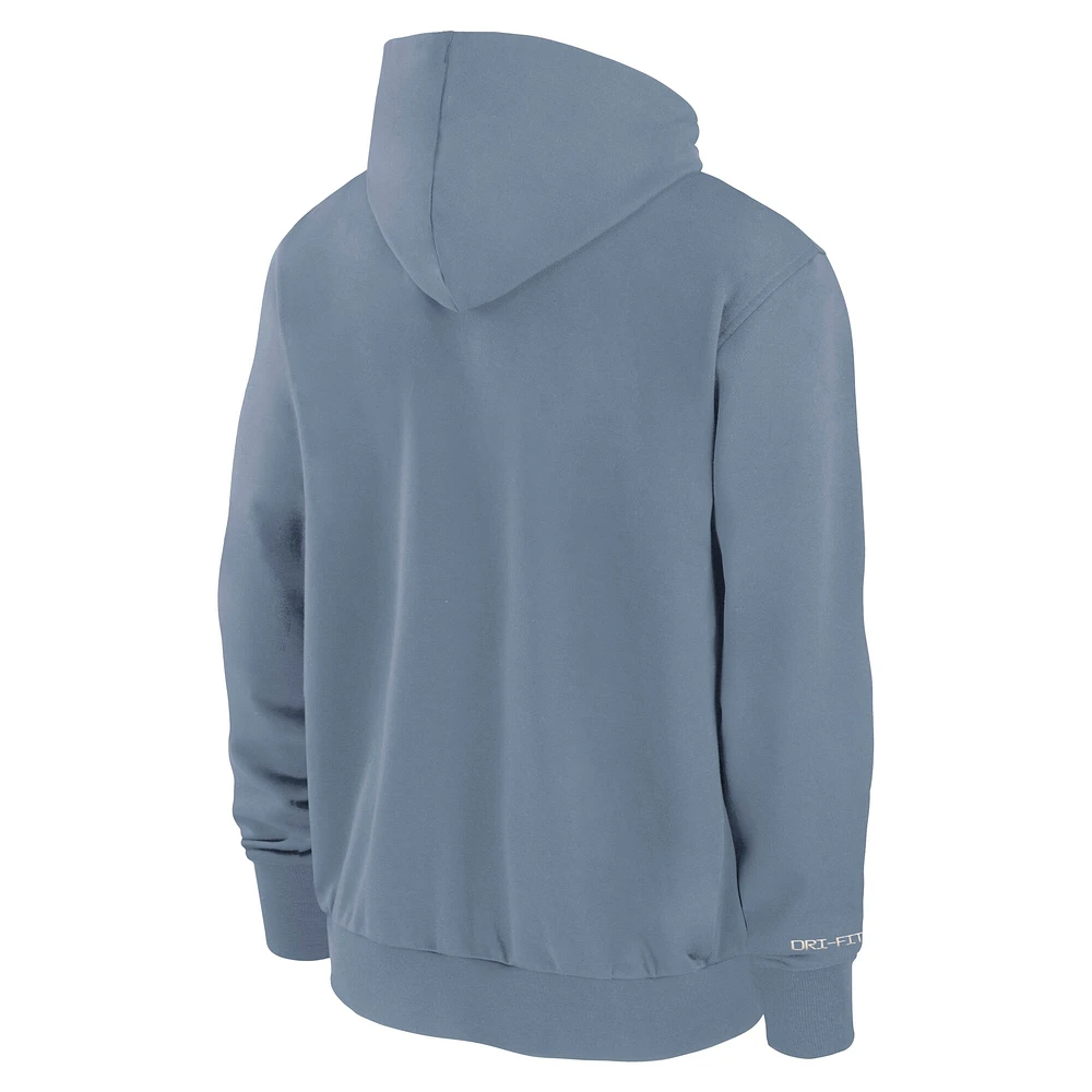 Men's Jordan Brand  Heather Navy North Carolina Tar Heels 2024 Sideline Player Performance Full-Zip Hoodie Sweatshirt