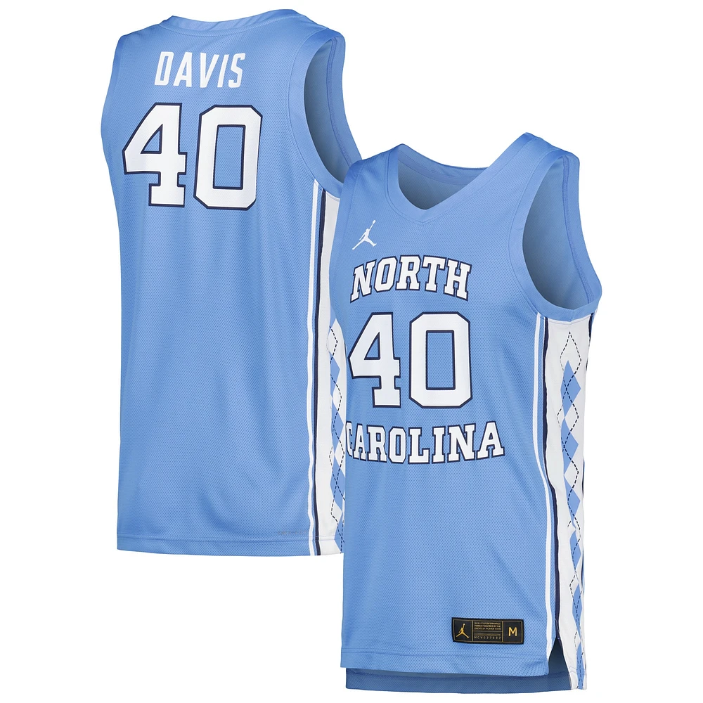 Jordan Brand pour hommes Hubert Davis Carolina Bleu Caroline du Nord Tar Heels Réplique Maillot de joueur basket-ball