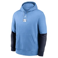 Men's Jordan Brand Navy/Light Blue North Carolina Tar Heels 2024 Sideline Club Pullover Hoodie