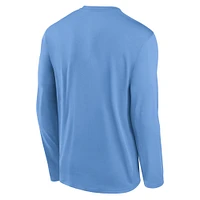 T-shirt Jordan Brand bleu clair pour homme, manches longues, Primetime Center Lockup, Legend Performance, North Carolina Tar Heels