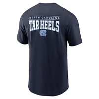 T-shirt Jordan Brand bleu marine pour homme avec logo 2-Hit des Tar Heels de Caroline du Nord