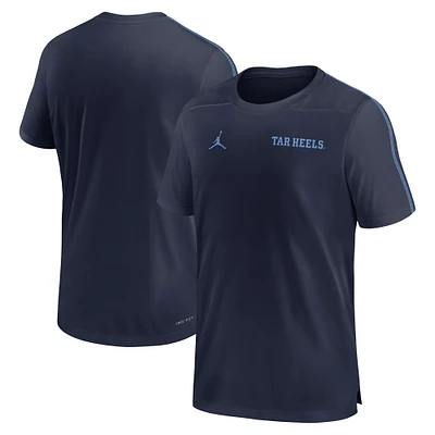 Men's Jordan Brand Navy North Carolina Tar Heels 2024 Sideline Coach Performance Top