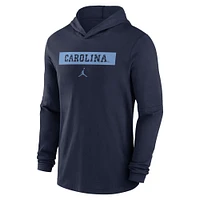 T-shirt à manches longues Jordan Brand Navy North Carolina Tar Heels 2024 Sideline Hoodie Performance pour homme