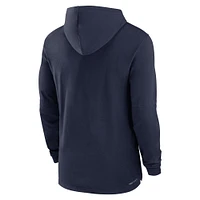 T-shirt à manches longues Jordan Brand Navy North Carolina Tar Heels 2024 Sideline Hoodie Performance pour homme