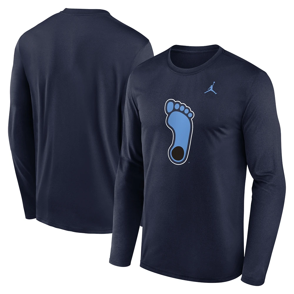 T-shirt à manches longues Jordan Brand bleu marine pour homme avec logo alternatif North Carolina Tar Heels Primetime