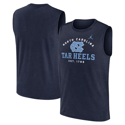Débardeur Jordan Brand bleu marine pour homme, North Carolina Tar Heels Primetime Legend Mascot Lock Up Performance Muscle