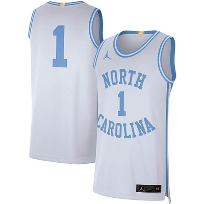 Maillot Jordan Brand #1 North Carolina Tar Heels Retro Limited pour hommes, blanc