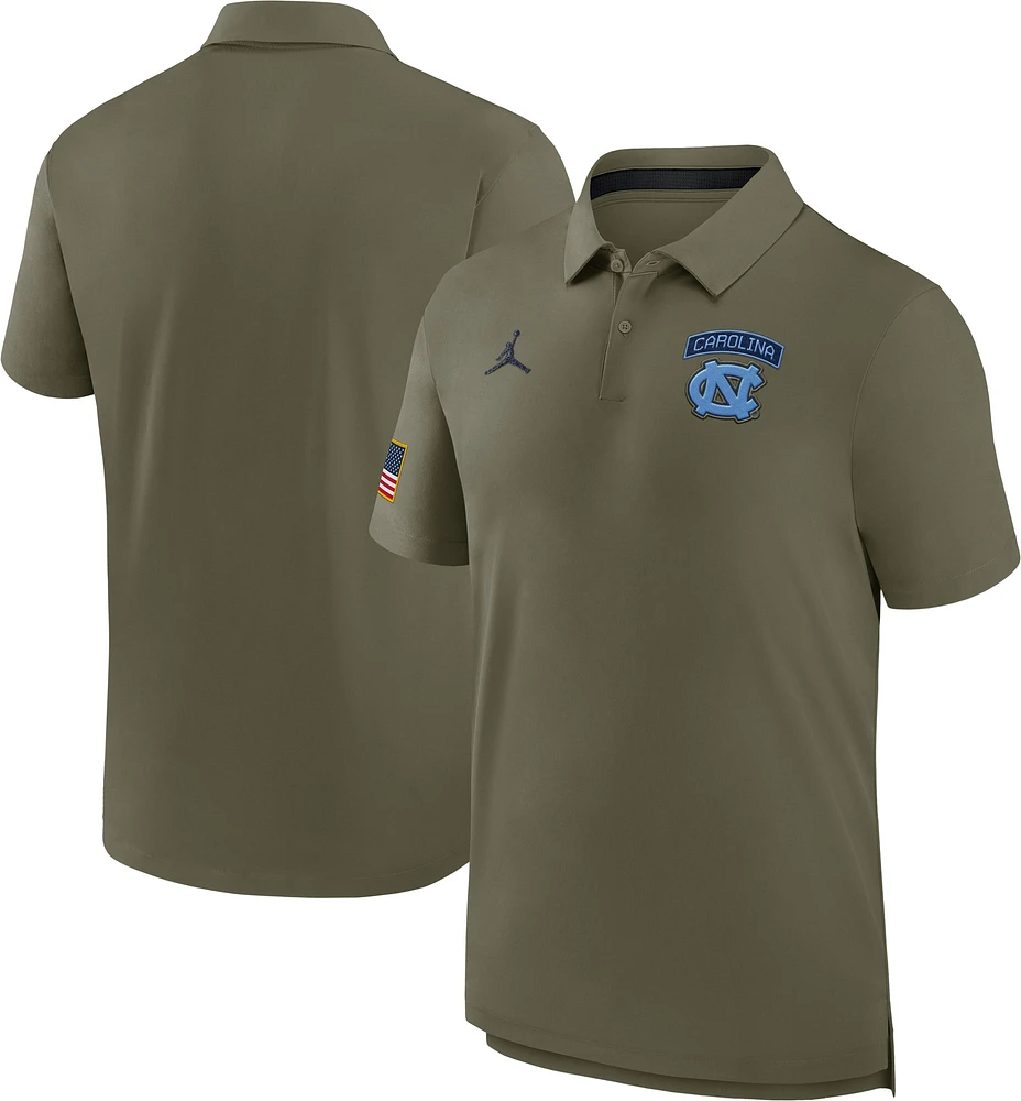 Polo Jordan Brand Olive North Carolina Tar Heels 2024 Military Appreciation Tour Performance pour homme