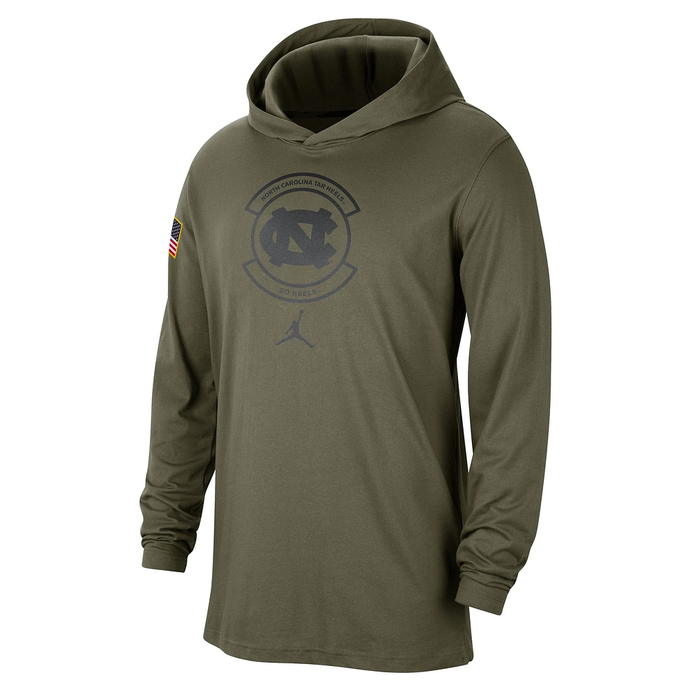 Men's Jordan Brand  Olive North Carolina Tar Heels Military Pack Long Sleeve Hoodie T-Shirt