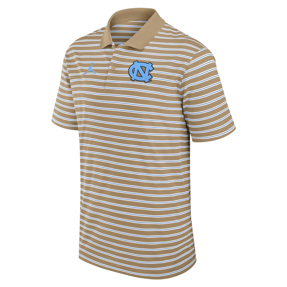 Men's Jordan Brand Tan/White North Carolina Tar Heels Primetime Victory Striped Polo