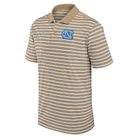 Men's Jordan Brand Tan/White North Carolina Tar Heels Primetime Victory Striped Polo