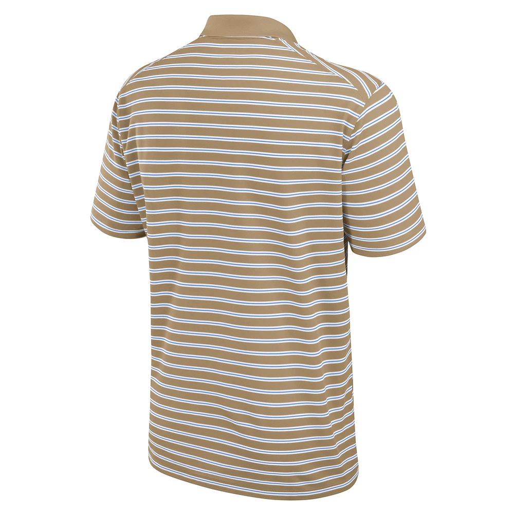 Men's Jordan Brand Tan/White North Carolina Tar Heels Primetime Victory Striped Polo