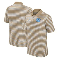 Men's Jordan Brand Tan/White North Carolina Tar Heels Primetime Victory Striped Polo