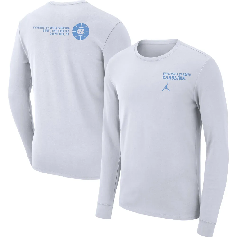 Jordan Brand White North Carolina Tar Heels 2023 On Court Bench Long Sleeve  T-Shirt