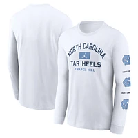 T-shirt à manches longues Jordan Brand pour homme, blanc, North Carolina Tar Heels Primetime Classic Location