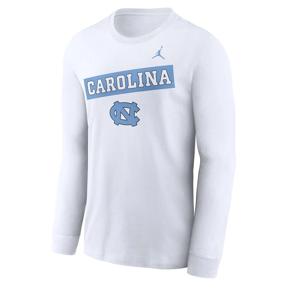 Men's Jordan Brand White North Carolina Tar Heels Two-Hit Classic Location Long Sleeve T-Shirt