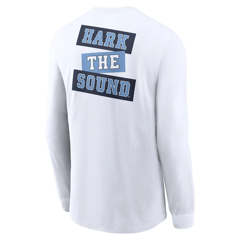 Men's Jordan Brand White North Carolina Tar Heels Two-Hit Classic Location Long Sleeve T-Shirt