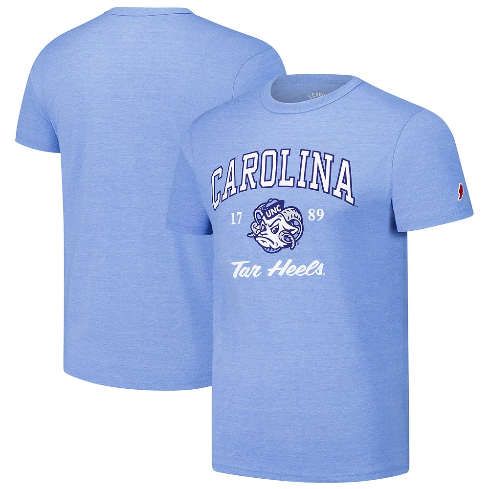 Men's League Collegiate Wear Carolina Blue North Tar Heels  Arch Script Victory Falls Tri-Blend T-Shirt