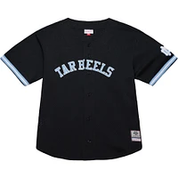 Men's Mitchell & Ness Black North Carolina Tar Heels On The Clock Full-Button Fashion Jersey