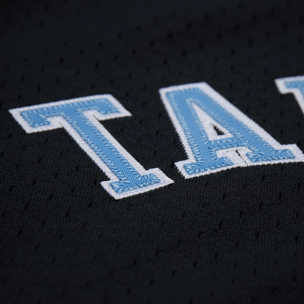 Men's Mitchell & Ness Black North Carolina Tar Heels On The Clock Full-Button Fashion Jersey