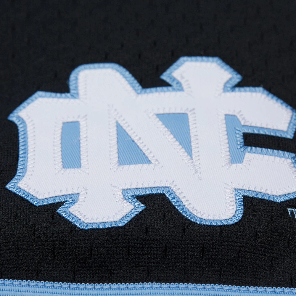 Men's Mitchell & Ness Black North Carolina Tar Heels On The Clock Full-Button Fashion Jersey