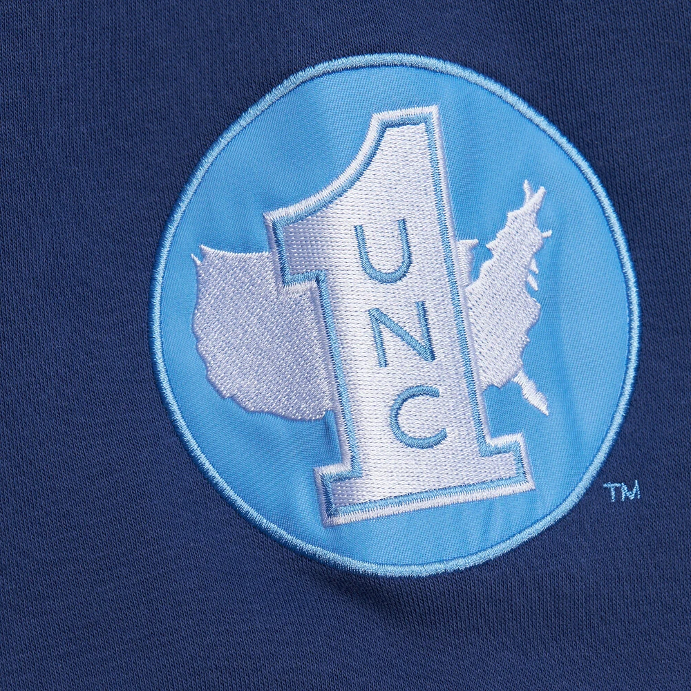 Sweat-shirt Mitchell & Ness gris chiné North Carolina Tar Heels Throwback Allover 4.0 pour hommes