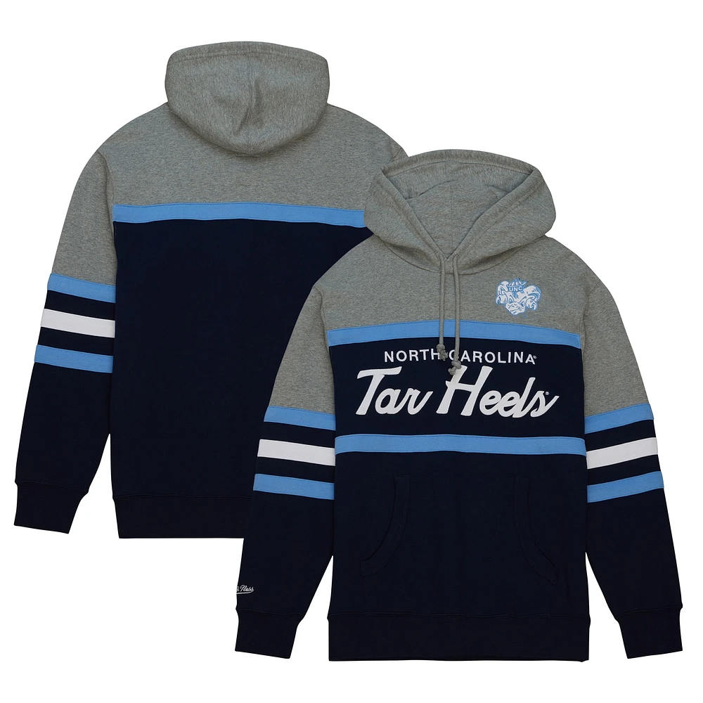 Sweat à capuche bleu marine Mitchell & Ness North Carolina Tar Heels Head Coach pour hommes