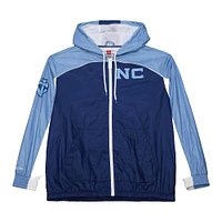 Men's Mitchell & Ness White North Carolina Tar Heels Big Shot Premium Full-Zip Windbreaker