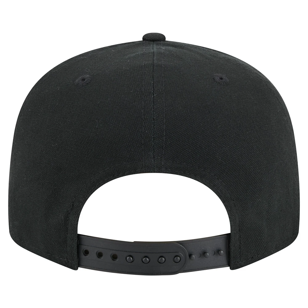 Men's New Era Black North Carolina Tar Heels Adventure Canvas Split Panel 9FIFTY Snapback Hat