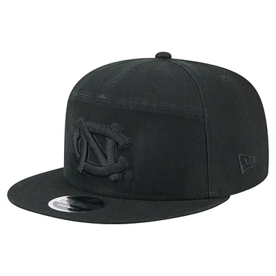 Men's New Era Black North Carolina Tar Heels Adventure Canvas Split Panel 9FIFTY Snapback Hat