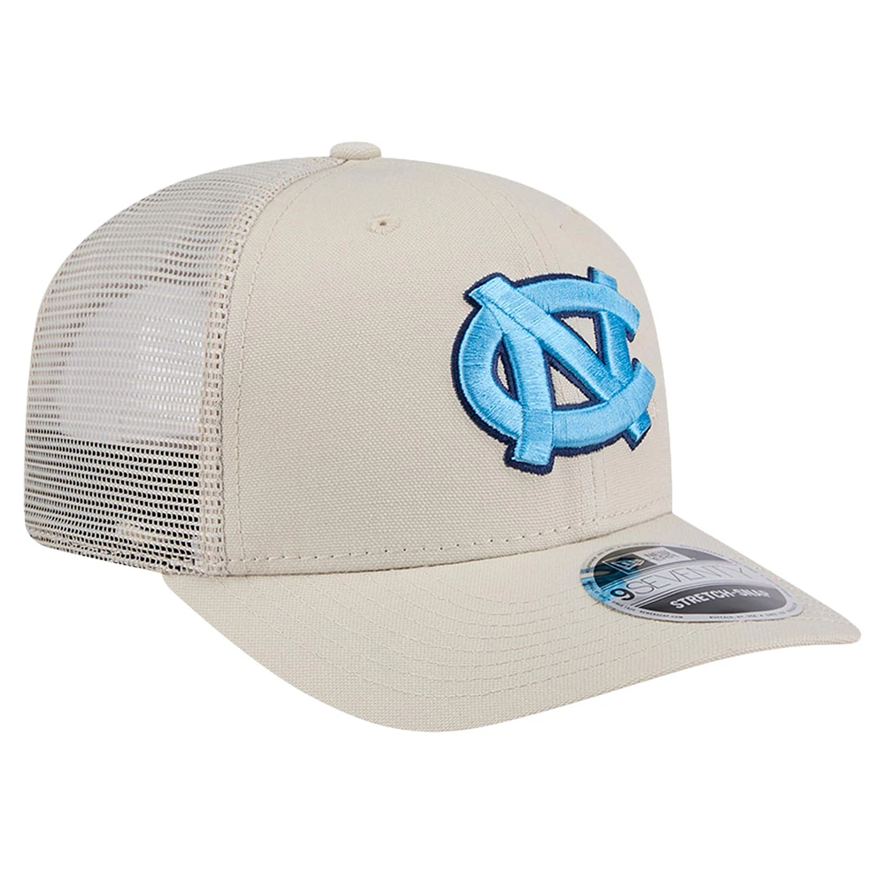 Men's New Era Natural North Carolina Tar Heels Canvas 9SEVENTY Stretch-Snap Adjustable Hat