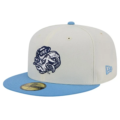 Men's New Era North Carolina Tar Heels Chrome White Vintage 59FIFTY Fitted Hat
