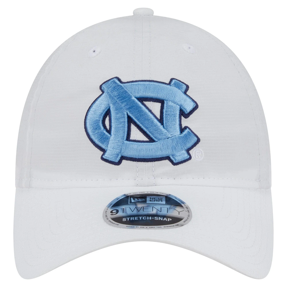 Men's New Era White North Carolina Tar Heels Active Ripstop 9TWENTY Adjustable Hat