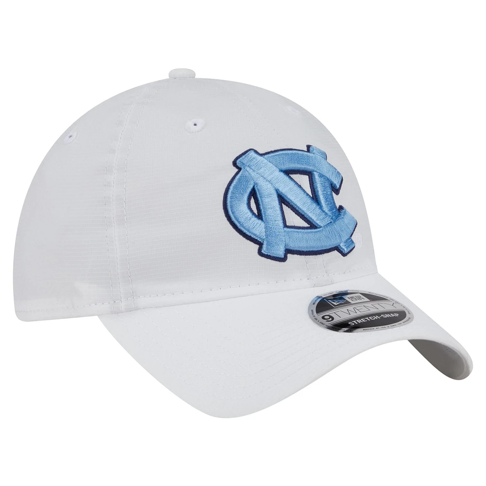 Men's New Era White North Carolina Tar Heels Active Ripstop 9TWENTY Adjustable Hat